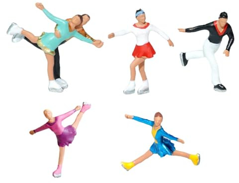 KiBcsLic 5Pcs 1/87 Skala Miniatur Figuren Eiskunstlauf DIY Projekte Kleine Modelle