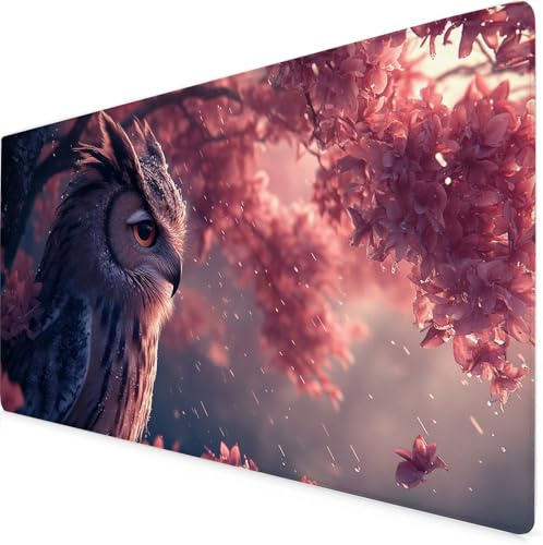 Brown Gaming Mouse Pad Owl Large Mouse Mat Comfortable Mousepad with Smooth Cloth Surface, Textured Wear Resistant, Improved Precision and Speed, Mousemat 1200x600x3mm Desk Accessories for Men K7-778