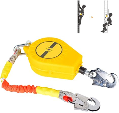 YANGUN Dispositif Anti Chute a Rappel Automatique, Ligne de Vie Auto-Rétractable, Anti Chute a Rappel Automatique, Corde de Sécurité pour Toiture, D'échafaudage et Travaux en Hauteur, Charge:150kg