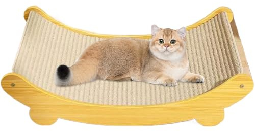 Lit à gratter pour Chat 2 en 1, Planche à gratter en sisal, grattoir incurvé, résistant l'humidité, Robuste, Assemblage Facile pour Chats d'intérieur, Taille S
