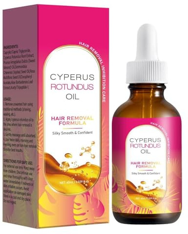 Cyperus Rotundus Oil, Nature Cyperus Rotundus Oil for Hair Removal, Reducing Body Hairs Growth Smooth Skin & Hair Removal for All Skin Types 60ml (A)