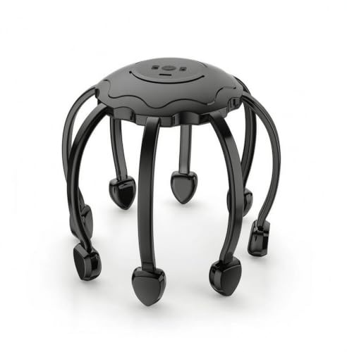 Woideklu Appareil de Massage Électrique Masseur de Crânien Relaxant avec 5 Modes Principe TMS et Puce Intelligente Prise en Main Confortable en Pp Adapté à Relaxation Quotidienne Bureau, Noir