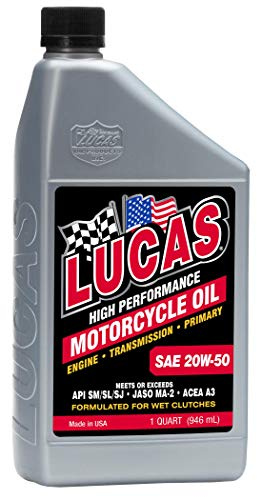 Lucas Oil 10700 High Performance SAE 20W-50 Motorcycle Oil - 1 Quart (Pack of 6)
