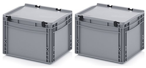 Auer Packaging 2x Eurobehälter 40 x 30 x 28,5 mit Scharnierdeckel inkl. gratis Zollstock * 2er Set