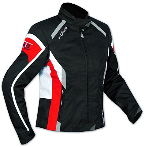 A-Pro Jacke Textil Damen Motorrad Racing All Season CE Protektoren Rot/Weiss XS