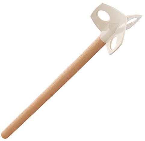 Quirl 26cm mit Holzgriff - Klassischer Schneebesen DDR-Stil & Kochbuch | Nostalgischer Küchenhelfer mit Löchern zum Rühren und Aufschlagen, Inklusive DDR-Rezeptheft und Geschenkkarte
