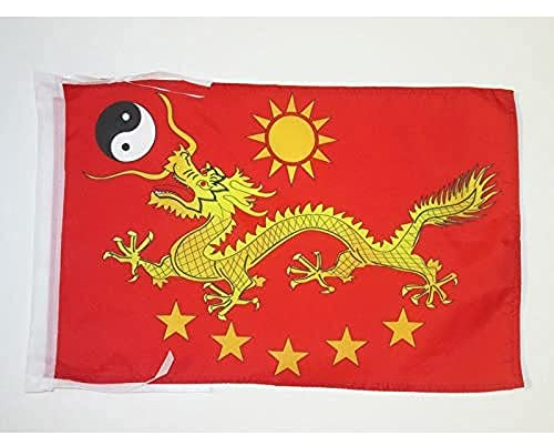 AZ FLAG Drapeau Chine impériale nouveau 45x30 cm Cordelettes | Usage intérieur et extérieur Drapeau décoratif dragon chinois coutures doubles et bords renforcés polyester 100D