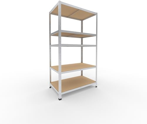 shelfplaza® 180x100x60cm Home Schwerlastregal verzinkt/Metallregal mit 5 Böden/Kellerregal Metall, Garagenregal, Werkstattregal oder Regal Lagerregal/Steckregal Metall mit 175kg Tragkraft
