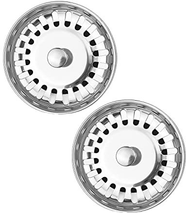 2 Units Kitchen Stainless Steel Sink Strainer Waste Drain Stopper Waste Plug