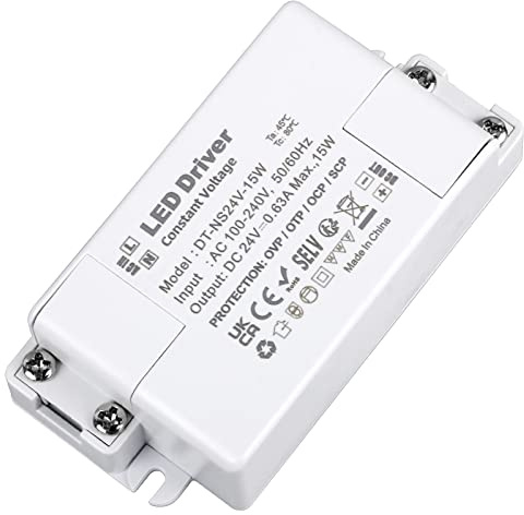 VARICART Transformador LED 24V, 0.625A 15W Transformador 220V a 24V, Voltaje constante LED Driver, Adaptador Fuente de Alimentación Conmutada, usar para CCTV G4 MR11 MR16 GU5.3 Bombilla (Pack de 1)
