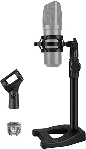 InnoGear Schreibtisch-Mikrofonständer, Mikrofonständer, Schreibtischtisch mit beschwerter Basis, Schockhalterung, Mikrofon-Clip, 0,95 cm auf 1,6 cm Adapter, verstellbare Höhe für Hyper X QuadCast