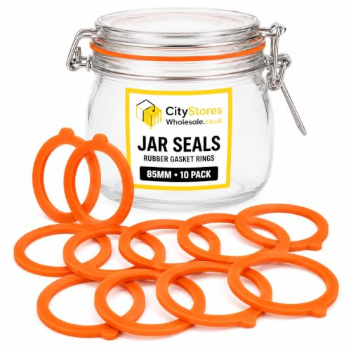 Citystores® 10 Pack 85mm Jar Seals | Orange Rubber Gasket Rings for Clip Top & Mason Glass Jars | Airtight Replacement Seals for Food Storage, Preserving & Leakproof Jars