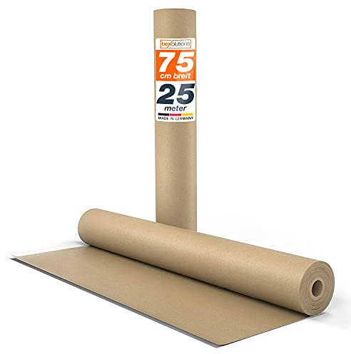 Kraftpapier braunes Papier 0,75m x 25m - Natürliches Geschenkpapier - Papierrolle 25m lang - Geschenkpapier braun - Ideales Paketpapier, Verpackungspapier für Umzug - Packpapier natur -