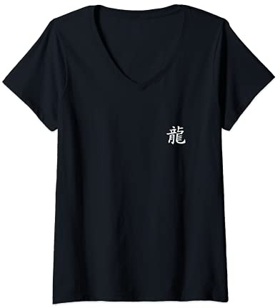 Femme Caractère du zodiaque chinois Dragon T-Shirt avec Col en V