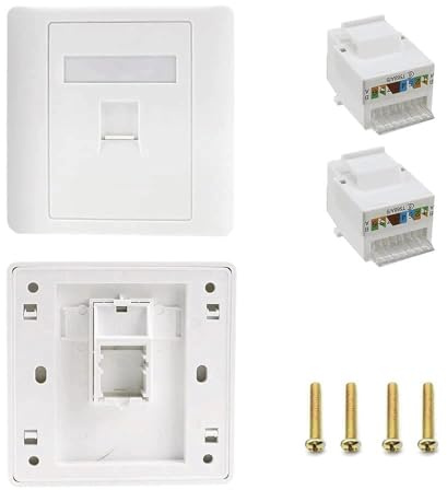 YPLonon CAT6 Keystone Netzwerkdosen mit Modul 2 Set RJ45 Keystone Datendose 1x RJ45 Port CAT6 Ethernet Faceplate Wiederverwendbar Keystone Dose Modul Set für Kabel-Netzwerke