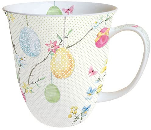 Ambiente mugg mugg tekopp te/kaffemugg ca 0,4 l blommig påsk vår hängande ägg