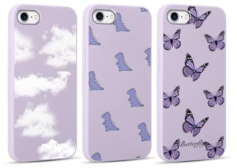Yoedge 3 Stück Hülle für Apple iPhone 7/8 /SE 2022/SE 2020 4,7 mit Muster,Weich TPU Ultra Dünnes Soft Slim Silikon Handyhülle Con Motiv,Stoßfeste Case Cover für iPhone SE 3,Schmetterling