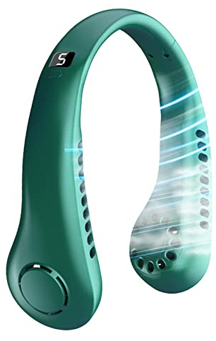 MOREASE Neck Fan, Portable Neck Fan Rechargeable Personal Fan, 3000mAh USB Wearable Hands Free Fan, 5 Speeds Cooling Fans, Leafless Hanging Bladeless Mini Neck Fans for Women Men Outdoor (G+)
