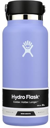 HYDRO FLASK - Water Bottle 946 ml (32 oz) - Vacuum Insulated Stainless Steel Water Bottle with Leak Proof Flex Cap and Powder Coat - BPA-Free - Wide Mouth - Lupine