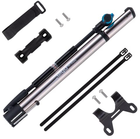 GIYO GM741 High Precision Bike Pump with Gauge - Portable Floor Pump, Durable & Lightweight for Mountain & Road Bikes, 140 PSI, Universal Valve Compatibility