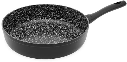 Gerlach Granitex Pfanne Keramik Beschichtet Bratpfanne Keramikpfanne Induktionsgeeignet Für Elektro Gas Keramik Induktion Herd Küche Küchenzubehör 28 cm, Schwarz