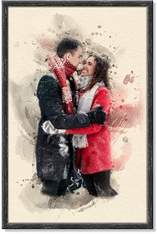 SOMEDA® Aquarell/personalisiertes Portrait von deinem Foto/als Poster, Leinwand oder gerahmtes Bild/einzigartiges Geschenk (Poster, 20x30 cm)