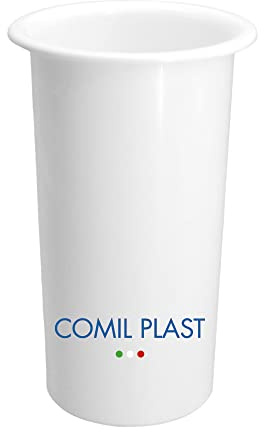 Comil Plast | Portafiori Interno in plastica per Vaso da cimitero Colore Bianco | Diametro 9 cm, Altezza 18 cm.