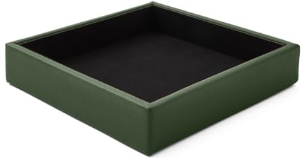Eglooh - Atena - Taschenleerer aus echtem Leder Grün - Schreibtisch-Organizer mit modernem Design - Ablagefach für Schlüssel, Münzen, Schmuck - cm 16,5 x 16,5 - Made in Italy
