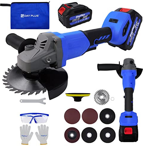 125mm Cordless Angle Grinders with Battery and Charger, Battery Angle Grinder Brushless with 4.5Inches Saw Blade for Cutting Grinding & Polishing, 2-Position Side Handle, Carry Bag