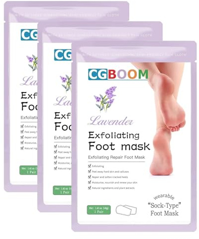 3 Pairs Foot Peel Mask,Lavender Foot Exfoliating Mask Socks Calluses Remover Dead Skin, Moisturizing Feet Peeling Mask for Dry Skin,Cracked Heels,Foot SPA Socks for Women and Men (Lavender)