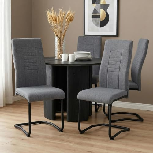 CARO-Möbel Esszimmerstuhl ALBA grau 4er-Set, mit Schwinggestell aus Metall, Sitzschale gepolstert und mit Stoff bezogen, Schwingstuhl gepolstert