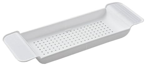 Badewannenablage Aus Kunststoff Erweiterbar Stabile Ablage Für Duschgel Handtücher Gläser Badeblumen Im Badezimmer (White)