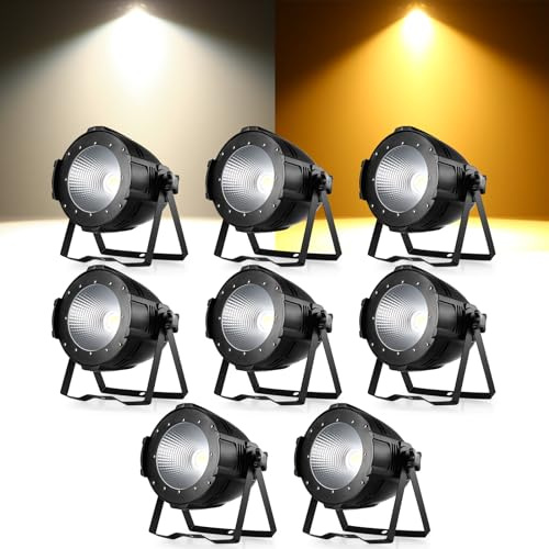 ZonQoonz 8PCS 100W COB Par LED Blanc Froid/Chaud, Projecteur Par avec DMX512 Maître-Esclave, Lumière Stroboscopique pour Photographie, Église, Anniversaire, Mariage, DJ, Théâtre