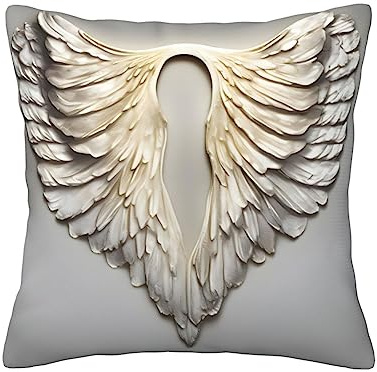 Funda de cojín cuadrada con estampado de alas de ángel de 18 x 18 pulgadas, para el hogar, sofá, cama, decoración moderna