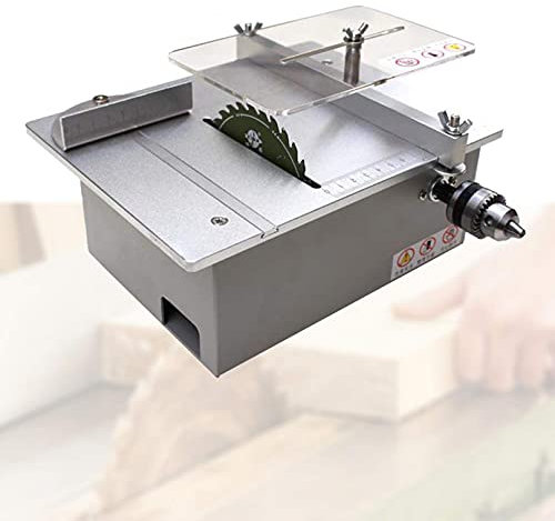 Mini Sierra Circular de Escritorio de Corte multiángulo, Sierra de Mesa Modelo de Bricolaje, Motores duales, Profundidad de Corte 0-30 mm, regulación de Velocidad Continua, diseño de Motor Dual, pla
