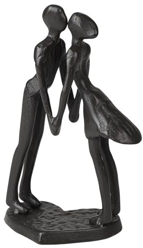 Supaway Statua di coppia di ferro Figura astratta in metallo nero Coppia d'amore scultura fatta a mano Scultura tavolo coppia Dekofigur figura coppia ferro Coppia affettuosa statua bacio appassionato