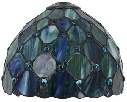 AIBOTY Tiffany Lampenschirm Ersatz für Tischlampe Pendelleuchte Deckenleuchte Schreibtischleuchte, nur 8 Zoll breites Buntglas Bernstein Perlen Lampenschirm,Grün