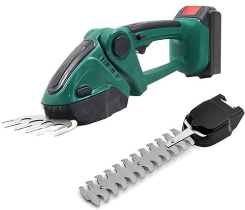 Heckenschneider,Gartenschere Elektrisch 21V 3A,Grasschere Strauchschere, 2 in 1 Heckenschere mit 7500 mAh Akku,10 cm Grasmesser, 30 cm Strauchmesser,Strauchtrimmer akku Heckenschere (dunkelgrün)