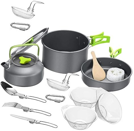 BELLIFFY 1ensemble Kit De Cuisine De Camping Portable De Casseroles Et Ustensiles Léger Pour Barbecue Et Pique- Personnes Accessoires Pratiques