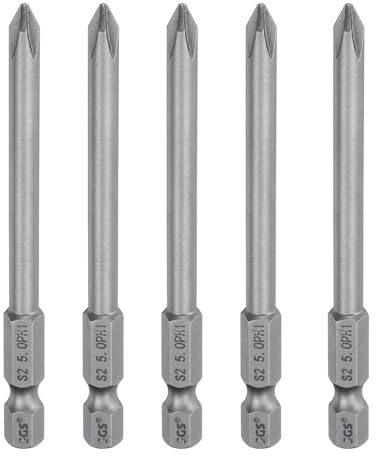 sourcing map 5pcs #1 Phillips Screwdriver Bit PH1 1/4 Hex Shank 3.15 (80mm) Long Magnetic S2 Steel Industrial Grade Screw Driver Bit Cross Head Electric Drill Bits 0.197 (5mm) Rod