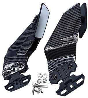HOLIV Moto Aileron Latéral Réglable pour Moto avec Rétroviseur pour ZX6R ZX14R pour Ninja 400 650 Accessoires(Carbon Fibre printi)