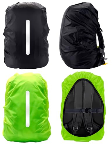 VINEST 2 Stück Regenschutz Rucksack, 25-55L Wasserdicht Rucksack Regenschutz mit Reflektorstreifen, Protection Sac à DOS Pluie, Regenhülle Rucksack für Wandern Camping Radfahren (S(25-29L))