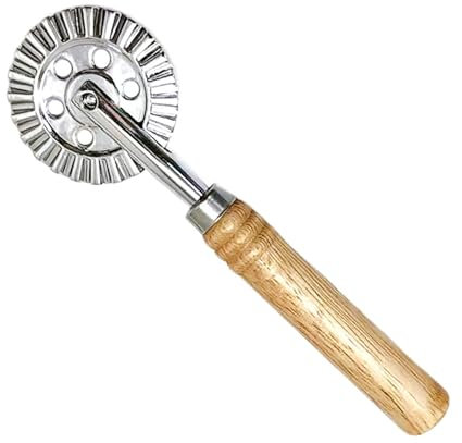 Rotella per tagliare la pasta, con manico in legno, bordo scanalato