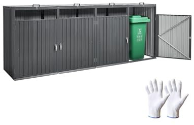 VEVOR Mülltonnenbox, 4x 240 L Mülltonnenhaus für den Außenbereich, Müllcontainer aus verzinktem Stahl, Mülltonnenverkleidung, für den Einsatz im Garten, Hinterhof und auf der Terrasse