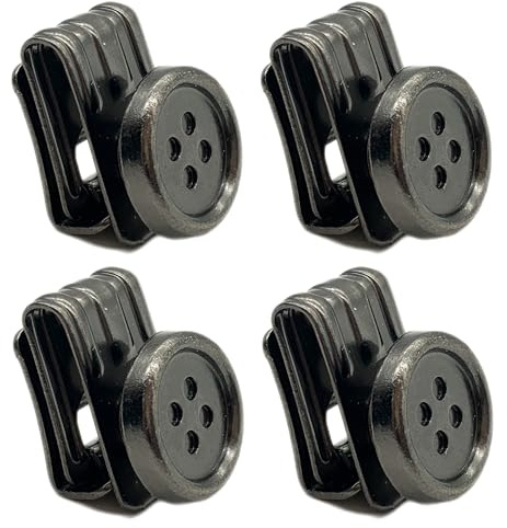 DHER 4 Stück hosenträger clips Hosenträgerknopf, Kein Nähen Hosenträger Knöpfe Knopf ohne Nähen, Hosenträgerknopf-Clip, Hosenträgerknopf-Endclip,Hosenträger-Verstellschnalle (Schwarz)