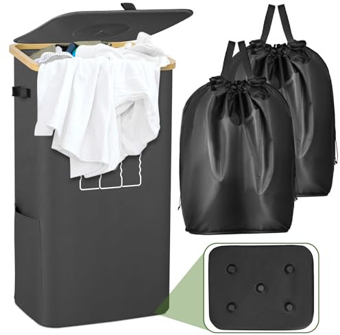 Wäschekorb mit Deckel 105L - Wäschesammler, Waschesammelbox, Wäschebehälter für Schmutzwäsche für Waschküche, Schlafzimmer, Badezimmer