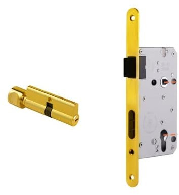 SHUNMIN Cerraduras De Embutir para Puertas Cerradura de Cuerpo y Cilindro for Interior de casa, Puerta de Madera, Cerradura de embutir Cerradura Puerta(LB-7255mm-LC-PVD)