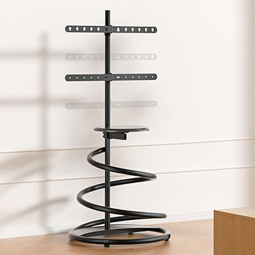 JDJXYNSRT Soporte de TV de Suelo Reforzado con Soporte, Soporte de TV con estantes para televisores de Plasma, LCD, LED, Planos o curvos de 37 a 75 Pulgadas, VESA máx. 600 x 400 mm (Negro)