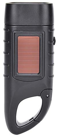 Uadme Lampe Poche Solaire à Manivelle, Mini Torche LED Flashlight Rechargeables, Survivalisme Equipement pour l'Extérieur Randonnée Cadeau Équipement d'Urgence (Noir)