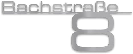 Metzler Hausnummer Graualuminium, individueller Schriftzug Edelstahl, Hausnummernschild, Wunschstraßenname und Hausnummer, 3D-Effekt & Wetterfest, Made in Germany, Länge: 600 mm
